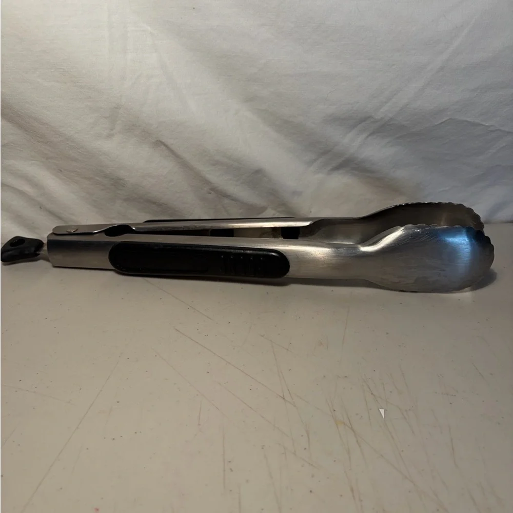 Farbetware Stainless Steel Kitchen Tongs with Black Grip great condition